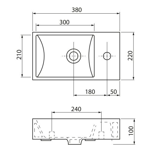 Sapho SMALL MARGITHA kerámiamosdó matt fekete 38x22cm jobbos (MGT3822B)