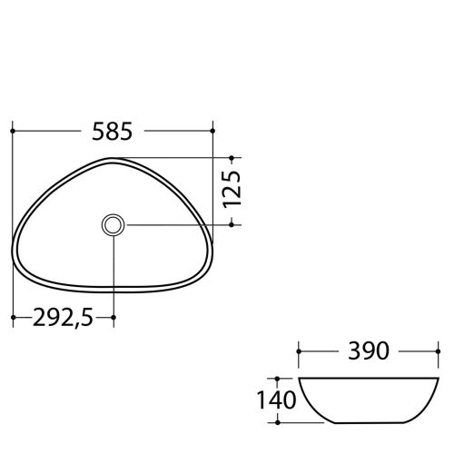 Sapho Dalma kerámia mosdó ráépíthető szürke márvány 58,5cm széles MM213