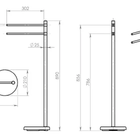   Sapho/Aqualine WHITE LINE álló törölközőtartó (acél), fehér (MM31)