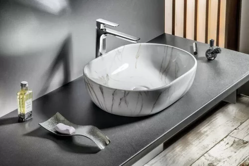Sapho Dalma kerámia mosdó ráépíthető fehér márvány 59cm széles MM417