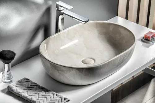 Sapho Dalma kerámia mosdó ráépíthető bézs márvány 59cm széles MM427