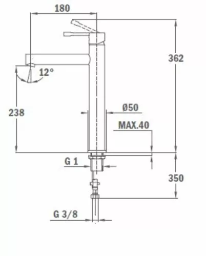 Teka Alaior XL álló magasított mosdócsaptelep leeresztő nélkül 553660200