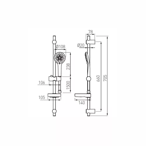 Ferro NESSA zuhanyszett 3 funkciós kézizuhannyal N350B