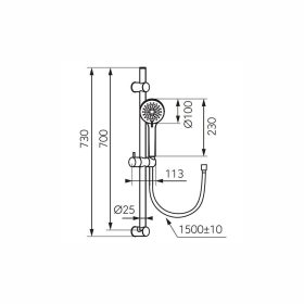 Ferro Rillo, rudas zuhanyszett fényes arany N365G