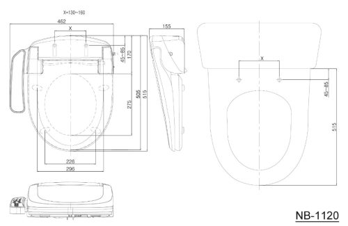 Sapho/Aqualine BLOOMING EKO elektronikus bidé vízmelegítéssel, D-forma, soft    close, 230V/50-60Hz (NB-1120D)