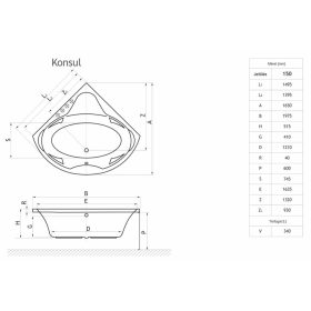 Niagara KONSUL sarokkád 150 x 150 cm