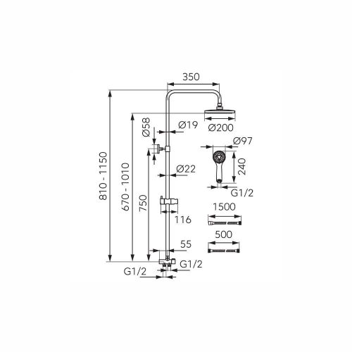 Ferro WIZARD zuhanyszett fejzuhannyal NP45