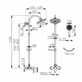 Ferro ALGEO zuhanyrendszer csapteleppel NP71-BAG7U