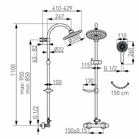   Ferro TRINITY termosztátos zuhanyrendszer csapteleppel NP71-TRM7U
