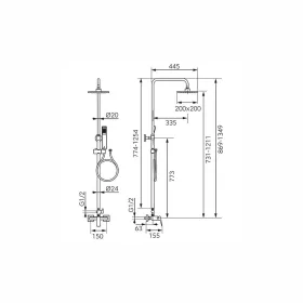   Ferro VITTO VERDELINE zuhanyrendszer BVI7UVL csapteleppel, fekete NP81-BVI7UVL-BL