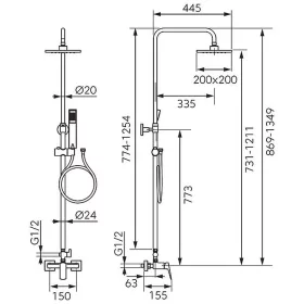   Ferro VITTO VerdeLine zuhanyrendszer BVI7UVL csapteleppel, gun metal