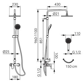Ferro NOSTRIS zuhanyrendszer egykaros csapteleppel, króm