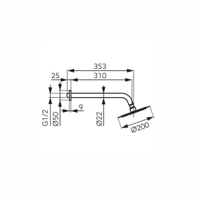   Ferro Fém fejzuhany zuhanykarral, 200 mm, slim, fekete NPT11BL
