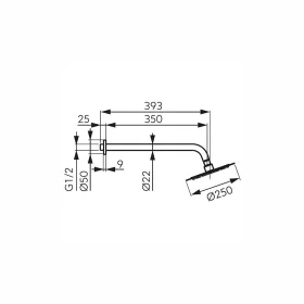   Ferro Fém fejzuhany zuhanykarral, 250 mm, slim, fekete NPT13BL