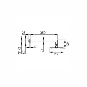   Ferro Fém fejzuhany zuhanykarral, 250x250 mm, slim, fekete NPT14BL