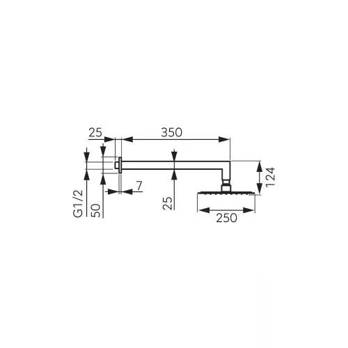 Ferro Fém fejzuhany zuhanykarral, 250x250 mm, slim NPT14