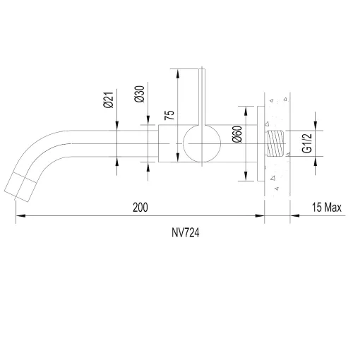Sapho TORI faliszelep 1/2" króm (NV724)