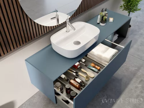 CeraStyle - Top Counter pultra ültethető porcelán mosdó - AQUA - MATT FEHÉR - 60 x 40 cm