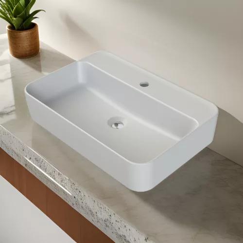 CeraStyle HERA PULTRA ültethető Top Counter porcelán mosdó MATT FEHÉR 60x42cm