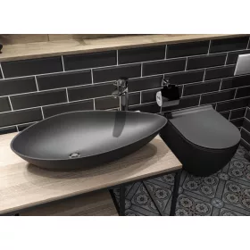   CeraStyle OLIVE PULTRA ültethető Top Counter porcelán mosdó MATT FEKETE 60x35cm
