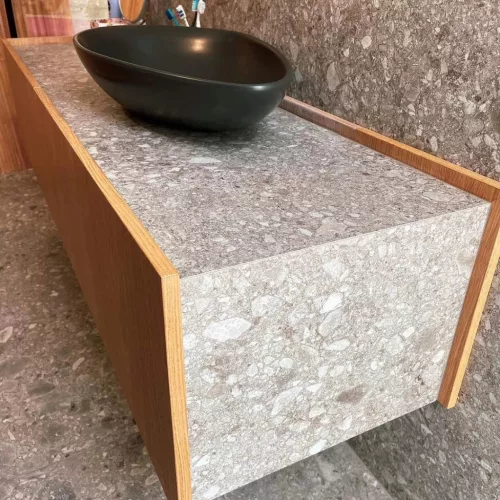 CeraStyle OLIVE PULTRA ültethető Top Counter porcelán mosdó MATT FEKETE 60x35cm
