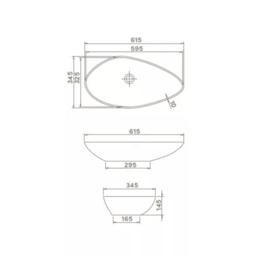 CeraStyle OLIVE PULTRA ültethető Top Counter porcelán mosdó MATT FEKETE 60x35cm
