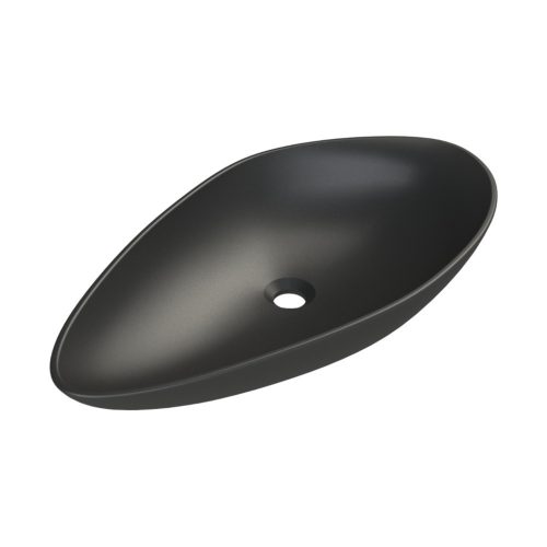 CeraStyle - Top Counter pultra ültethető porcelán mosdó - OLIVE - MATT ANTRACIT - fekete -75 x 38 cm