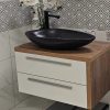 CeraStyle - Top Counter pultra ültethető porcelán mosdó - OLIVE - MATT ANTRACIT - fekete -75 x 38 cm
