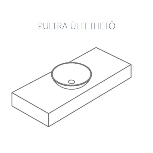 CeraStyle - Top Counter pultra ültethető porcelán mosdó - OLIVE - MATT SZÜRKE - 75 x 38 cm