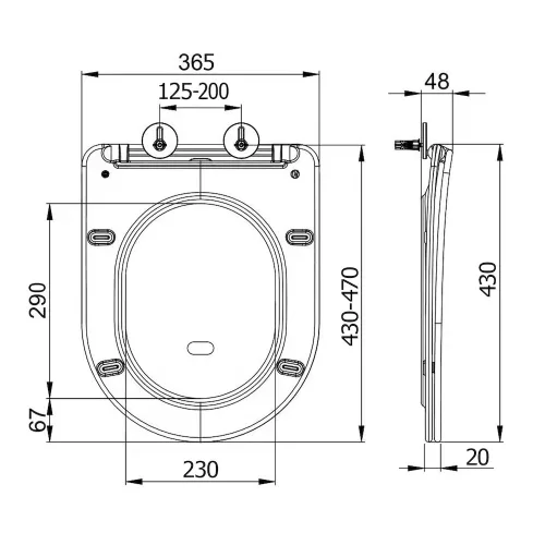 Sapho PACO SLIM Soft Close WC-ülőke, fekete