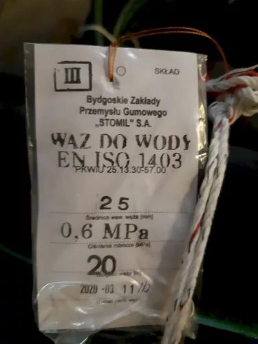 d25x34 mm Stomil víztömlő 6 bár