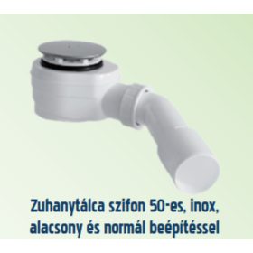 Roltechnik zuhanytálca szifon 50-es,inox (63 mm magas)