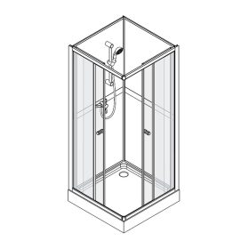   Roth Project Line SIMPLE SQUARE 800 komplett szögletes zuhanykabin hátfallal zuhanytálcával csapteleppel 800x800x2050mm