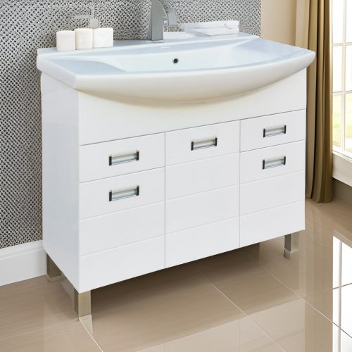 Viva Style SZQUARE 100 lábon álló fürdőszobabútor Sanovit Zenon 6095 porcelán mosdókagylóval 100cm