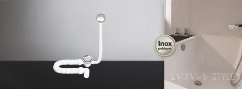 TEXO INOX kád le- és túlfolyó flexibilis csővel - O 5/4" x 0,5 m x O 40 mm