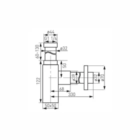   Ferro QUADRO szögletes búraszifon G5/4”x32 mm, fekete S280-BL