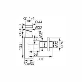  Ferro QUADRO szögletes búraszifon G5/4”x32 mm, gold fényes arany S280G