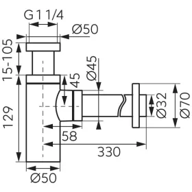   Ferro ROTONDO hengeres búraszifon G5/4”x32 mm, gold fényes arany S282G