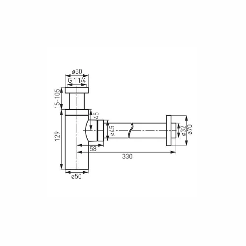 Ferro Hengeres búraszifon G5/4”x32 mm, szálcsiszolt nikkel S282NC