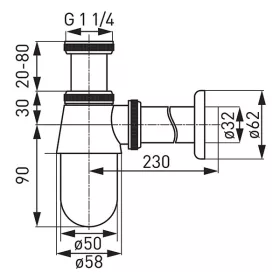   Ferro Fém univerzális mosdó búraszifon G5/4"x32 mm S30