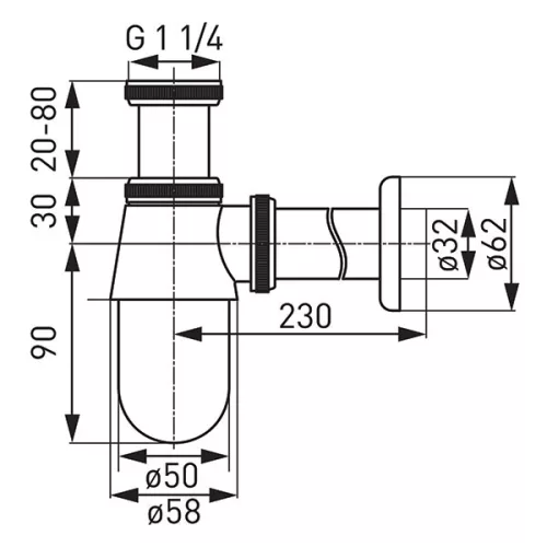 Ferro Fém univerzális mosdó búraszifon G5/4"x32 mm S30