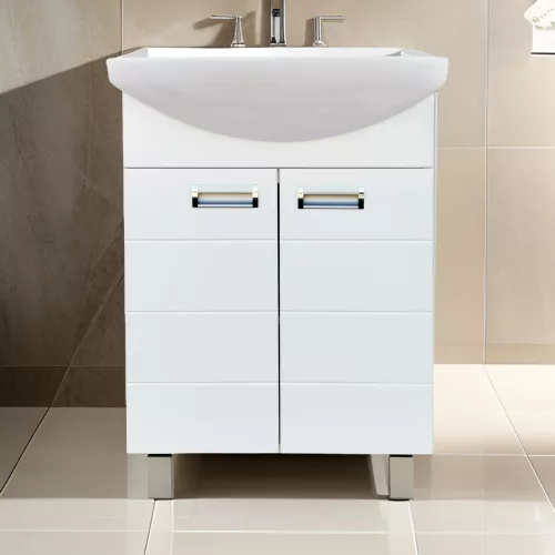 Viva Style SZQUARE 65 lábon álló fürdőszobabútor Sanovit Zenon 6065 porcelán mosdókagylóval 65cm