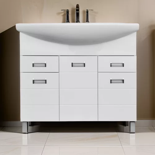 Viva Style SZQUARE 85 lábon álló fürdőszobabútor Sanovit Zenon 6085 porcelán mosdókagylóval 85cm