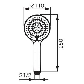 Ferro NOSTRIS kézizuhany d110mm, 3-funkciós, FEKETE