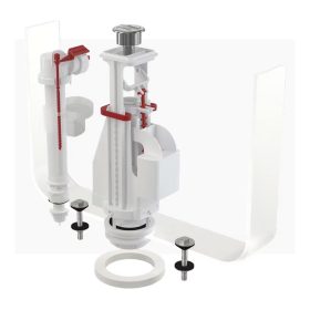   ALCA SA08AS 1/2" CHROM szett: öblítő kettős nyomógombbal, alsó bekötésű töltőszelep 1/2", csavarok, tömítések