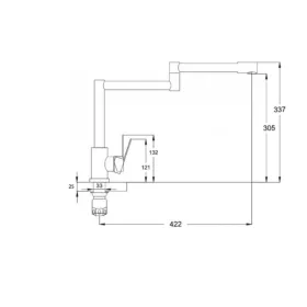   Zegor álló mosogató csaptelep (35) hajtogatható kifolyós, rozsdamentes acél