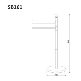   Sapho/Aqualine SAMBA szabadonálló törölközőtartó 3-karos, fényes inox (SB161)