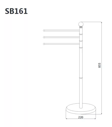 Sapho/Aqualine SAMBA szabadonálló törölközőtartó 3-karos, fényes inox (SB161)