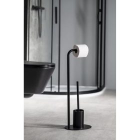   Sapho/Aqualine SAMBA WC-kefe és papírtartó állvány, matt fekete SB236
