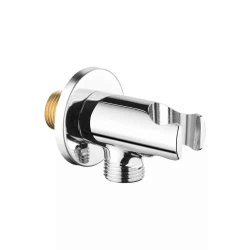 Invena Sarokcsatlakozó zuhanytartóval zuhanycsőhöz, kerek, 1/2" , króm